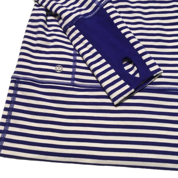 Lululemon In Stride Jacket Pigment Blue White Narrow Bold Stripe Women Size 4 - Picture 15 of 16